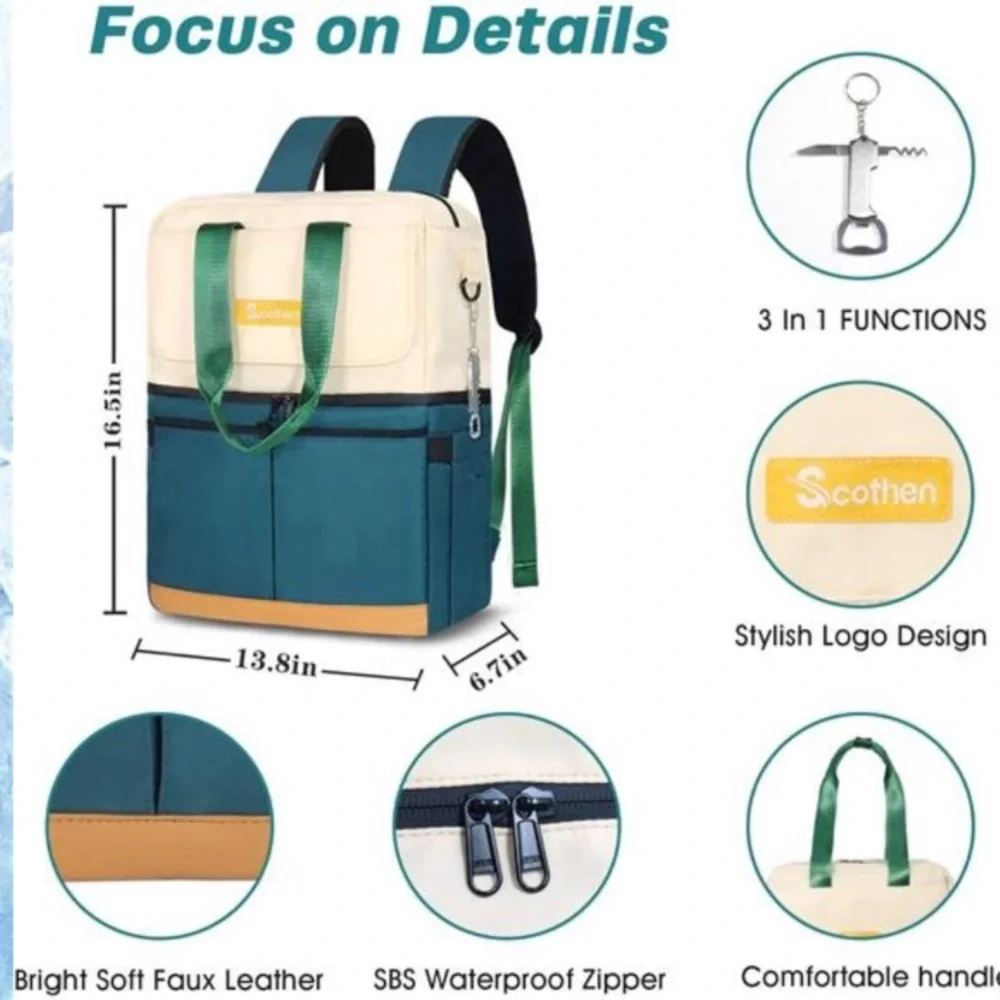 Backpack Cooler w/ Double Decker36 Cans Cold- Waterproof & Leak Proof for Women
